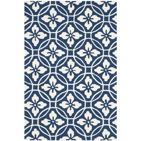 Safavieh Four Seasons Hand Hooked Runner Rug- Navy - Ivory- 2 ft. 3 in. x 8 ft. FRS236H-28
